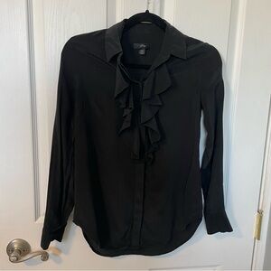 J. Crew collection ruffle-front blouse in re-imagined silk in black